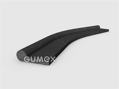 Mikroporézní pryžový profil tvaru "P", 10x30/4mm, hustota 500kg/m3, EPDM, -30°C/+80°C, černý
